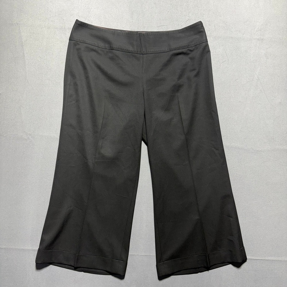 The Limited Cassidy Fit Black Wide Leg Cropped Dress Pants Side Zip Size 6